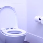 blue tinted white toilet