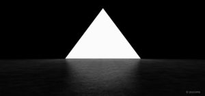 Glowing pyramid on dark background