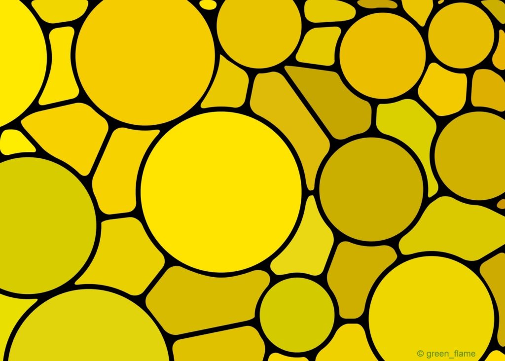 abstract vector stained-glass mosaic background - yellow circles